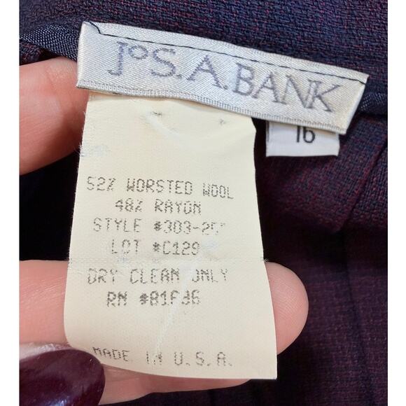 VTG JoS A Bank Pleated Plaid Skirt Wool Blend M Blue Red Heritage Brit Preppy - Picture 4 of 11